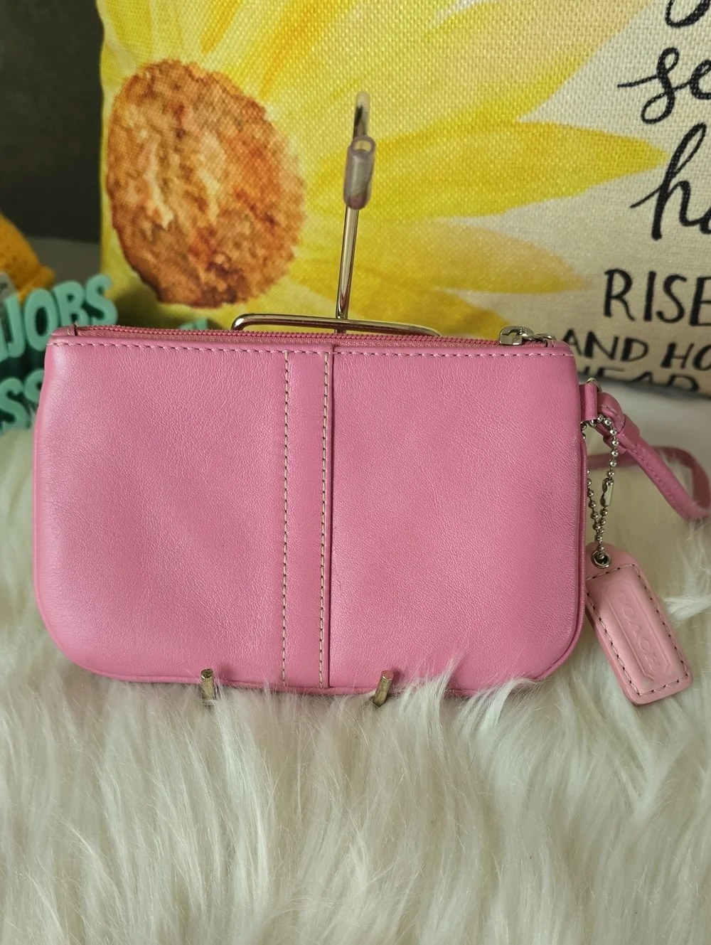 Coach Y2K BARBIE Pink Leather Wristlet Clutch EUC